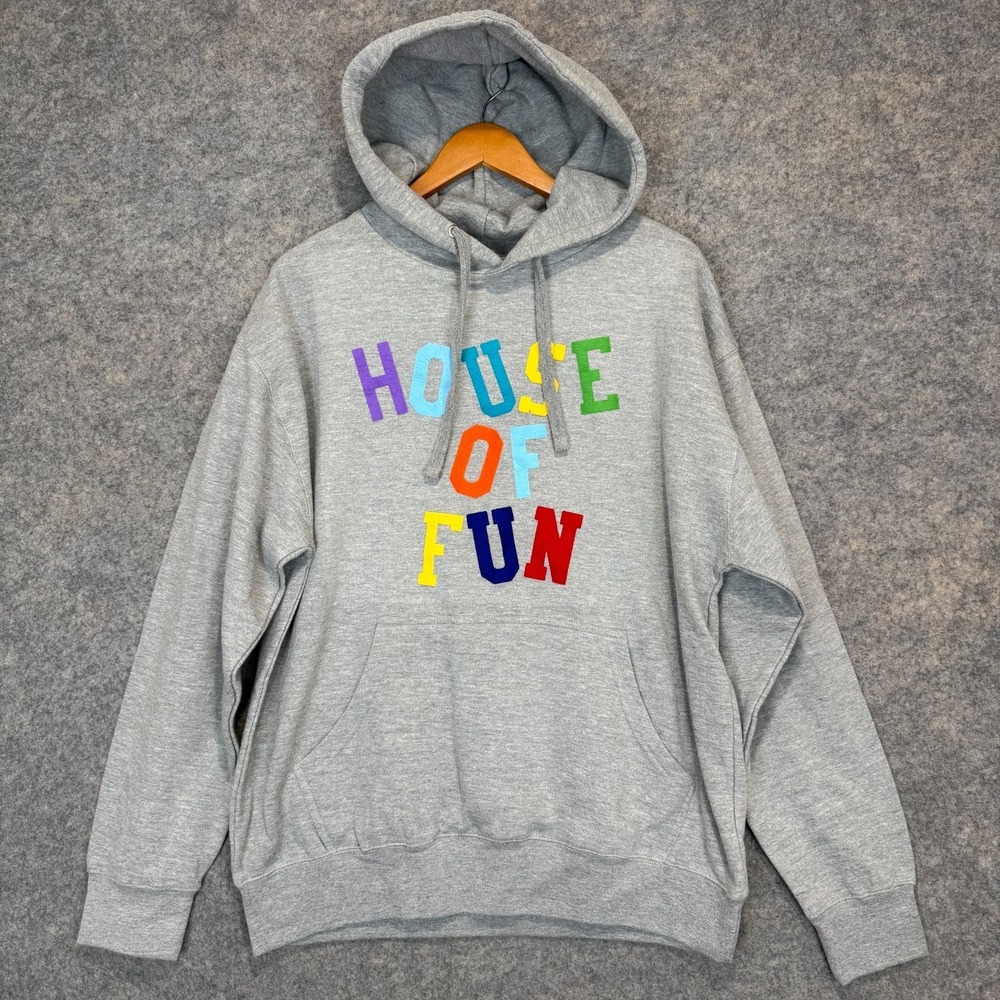 Mark McNairy House of Fun Hoodie Sweatshirt‎ Mens Large Colorful Embroidered